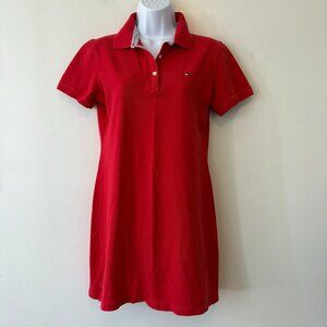 Vintage Y2K Tommy Hilfiger Red Short Sleeve Polo Dress Size Medium